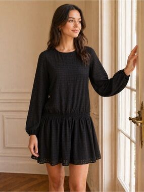 Waverly Grey Sasha Chiffon Dress Black Size M Long Sleeve